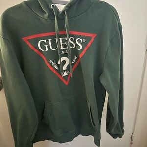 GUESS Men's Forest Green Logo Hoodie